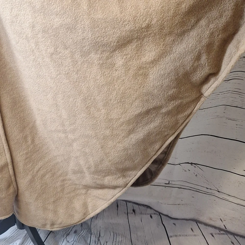 Preston & York Tan Fleece Cape Poncho One Size Mock Neck Coat Wrap